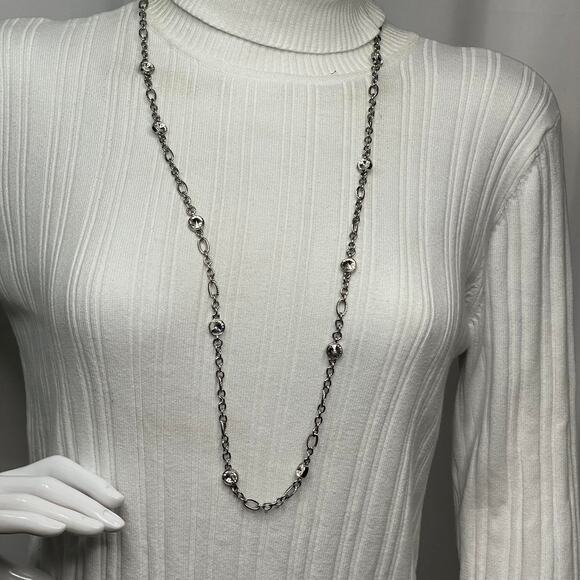 Chico's silver tone necklace signed costume jewelry classic simple trendy - Picture 8 of 16